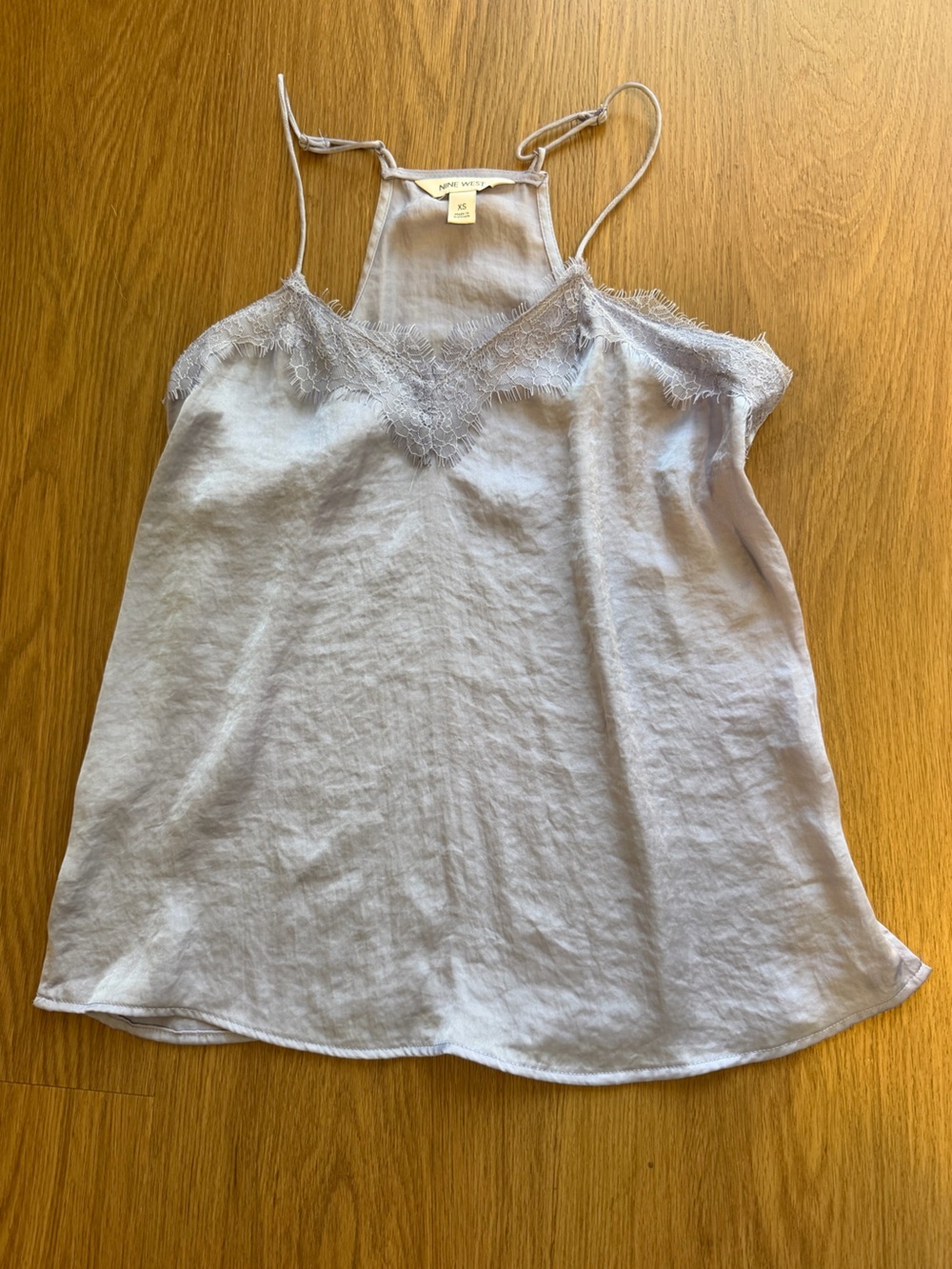 Nine West Light Gray Lace-Trim Strapless Cami